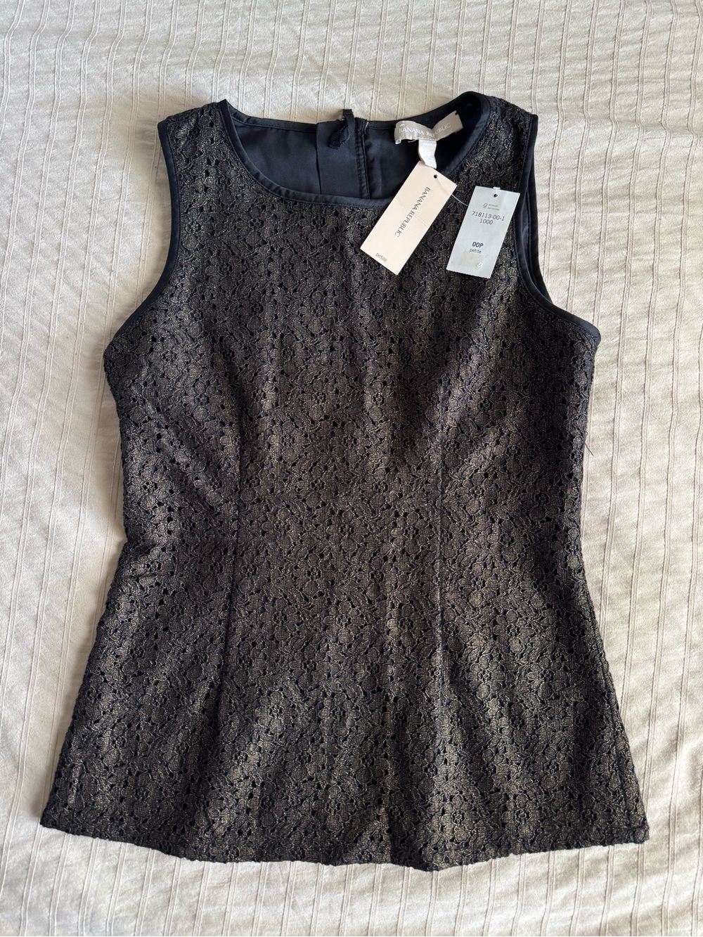 Banana Republic Black - Gold Lace Sleeveless Women's Top